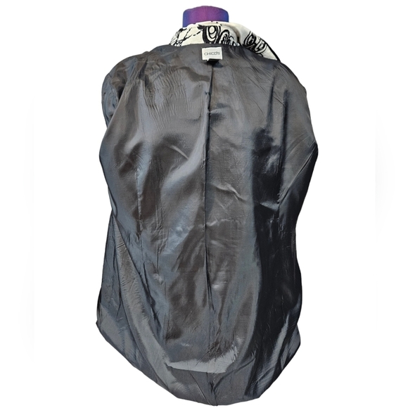 Chico's Black & White Butterfly Floral Linen Button Up Jacket Size 16 Women B11 - Picture 8 of 10